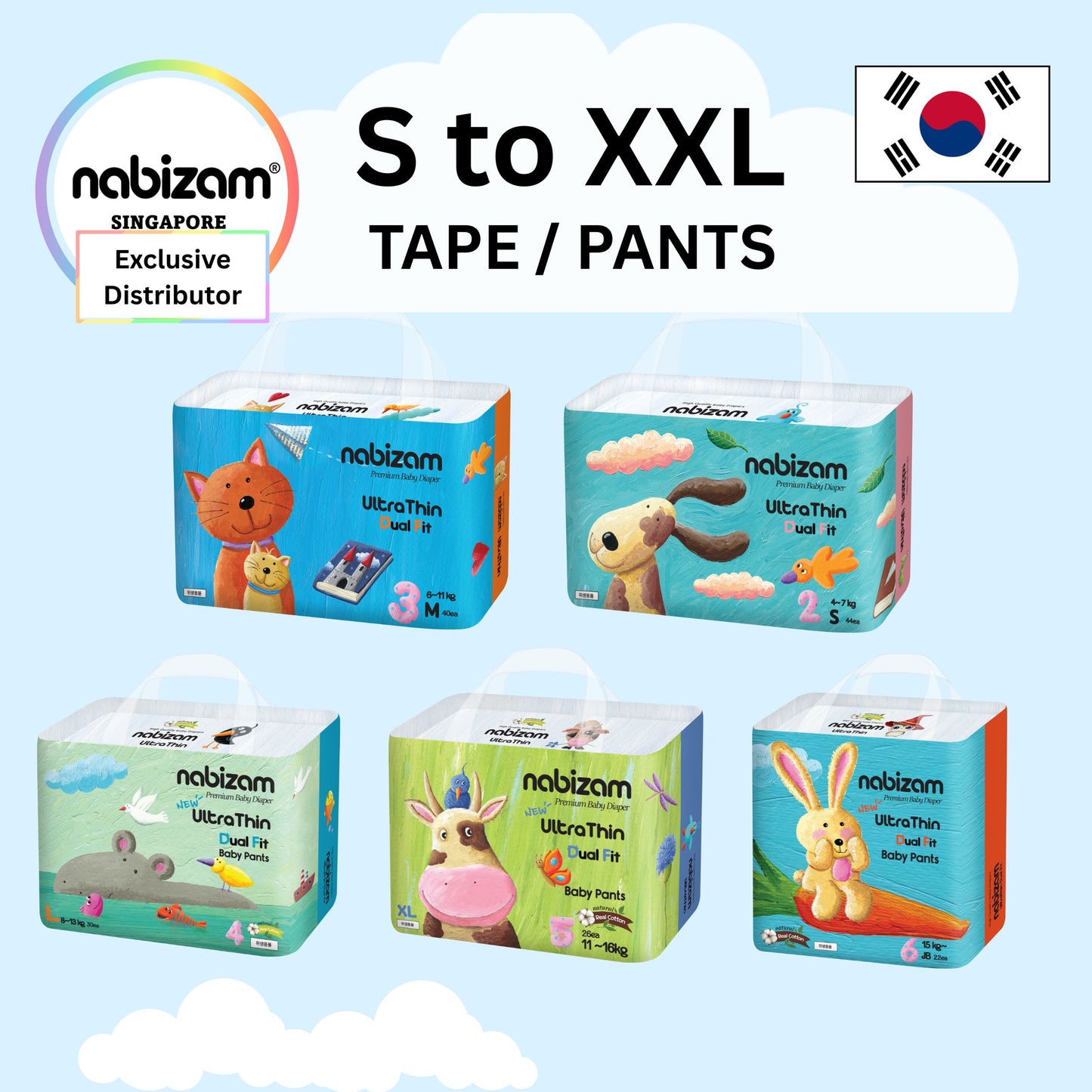 [1 Pack] UltraThin DualFit Summer Diaper Tape / Pants (S to XL