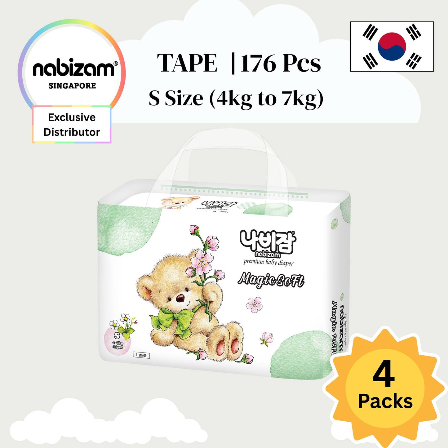 [4 Packs] Magic Soft Diaper TAPE / PANTS (S-XL)