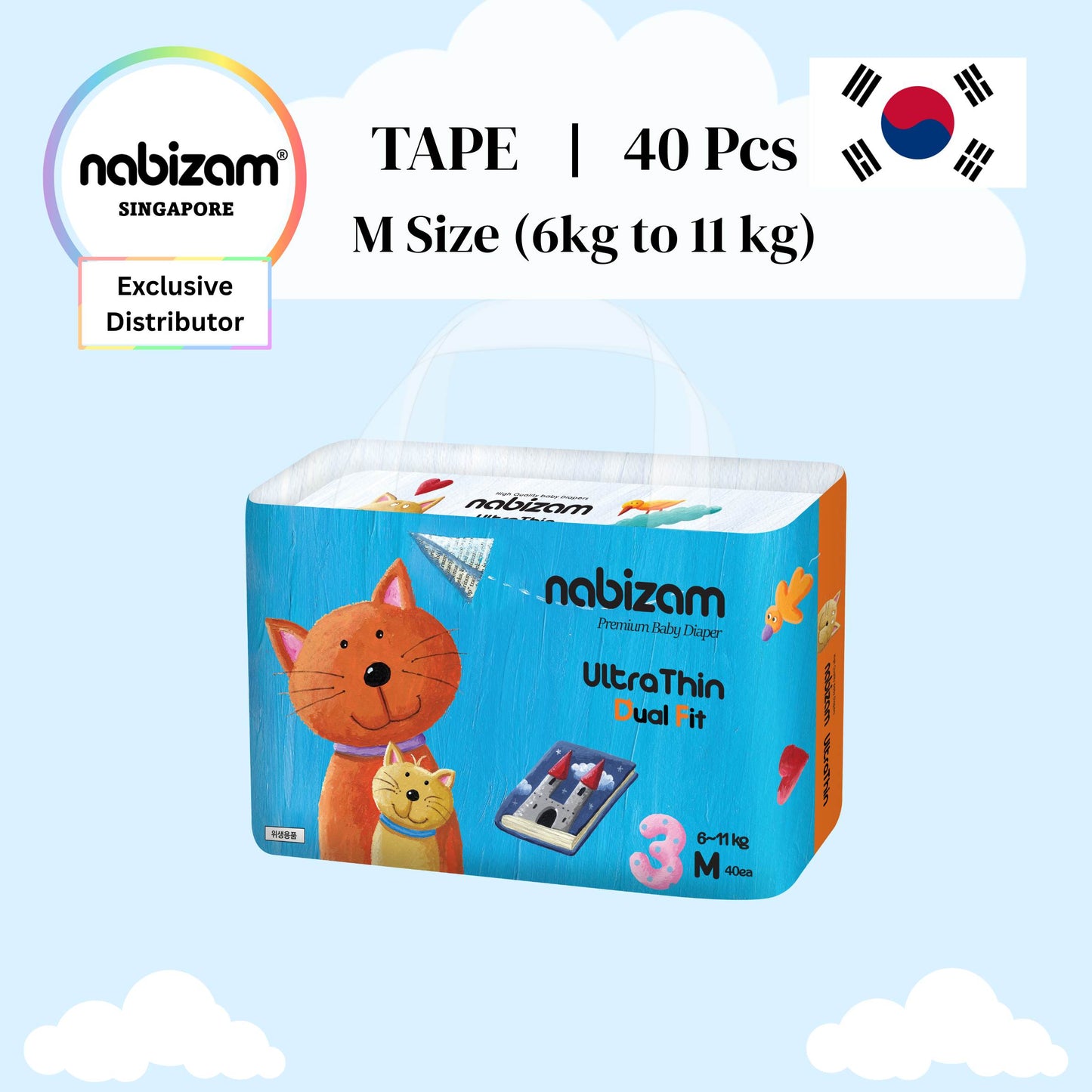 [1 Pack] UltraThin DualFit Summer Diaper Tape / Pants (S to XL