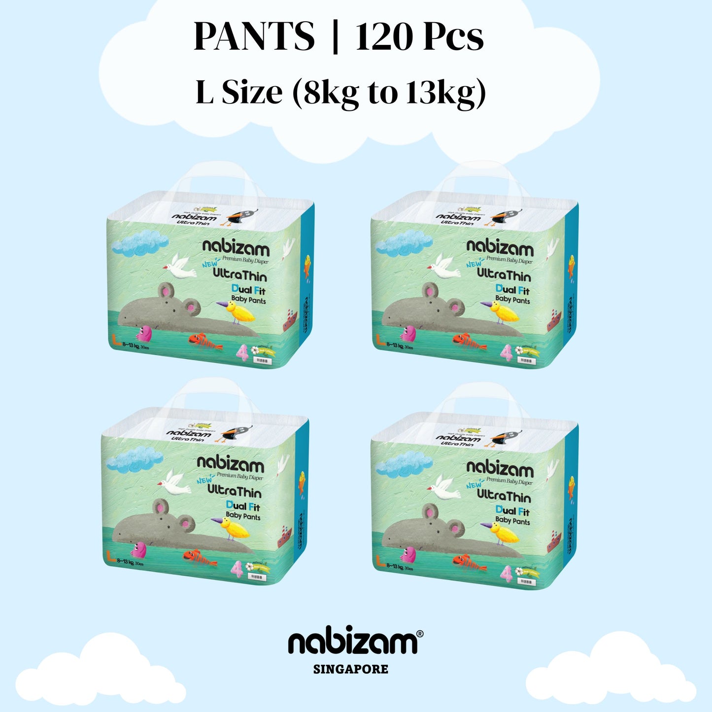 [4 Packs] UltraThin DualFit Summer Diaper Pants (S-XL)