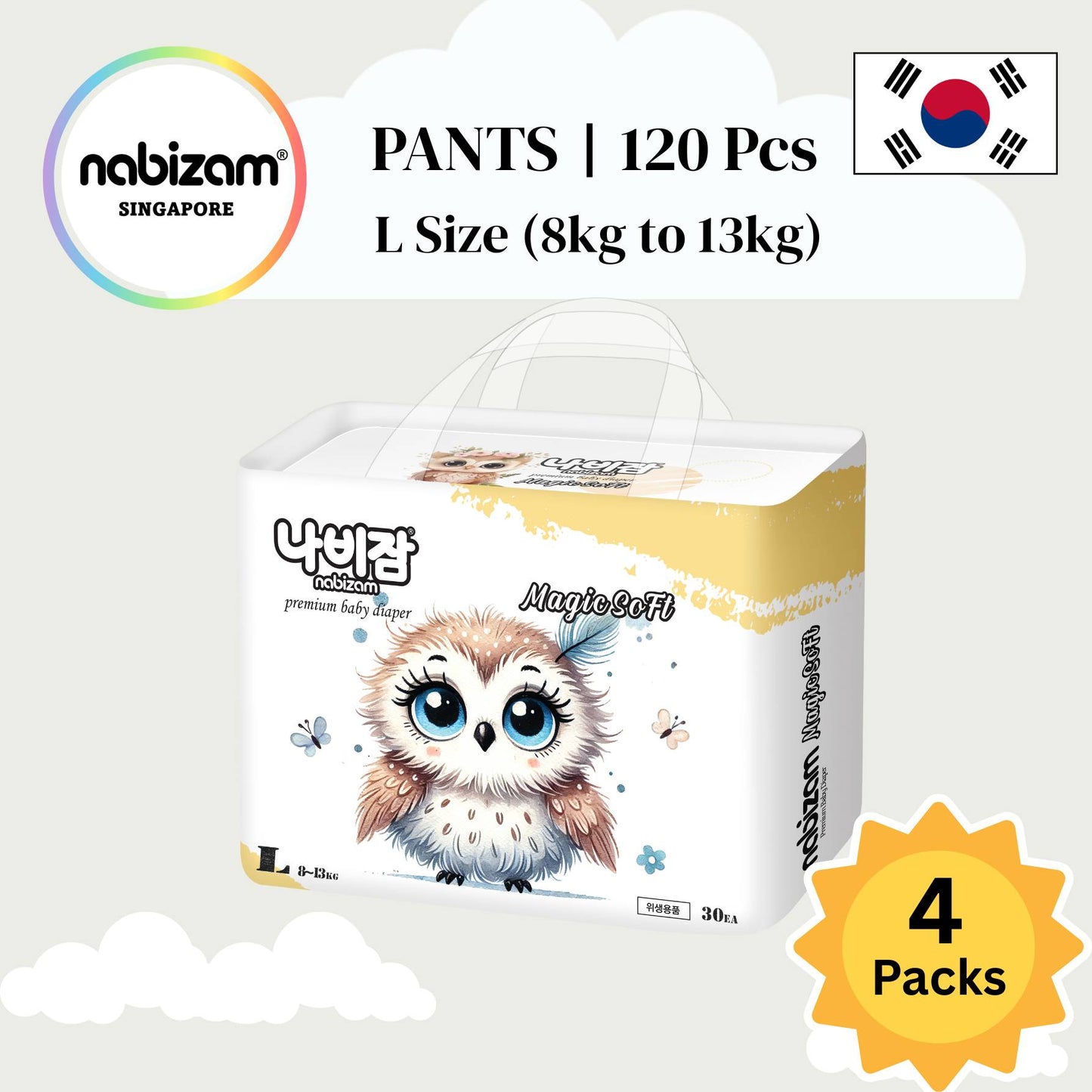[4 Packs] Magic Soft Diaper TAPE / PANTS (S-XL)