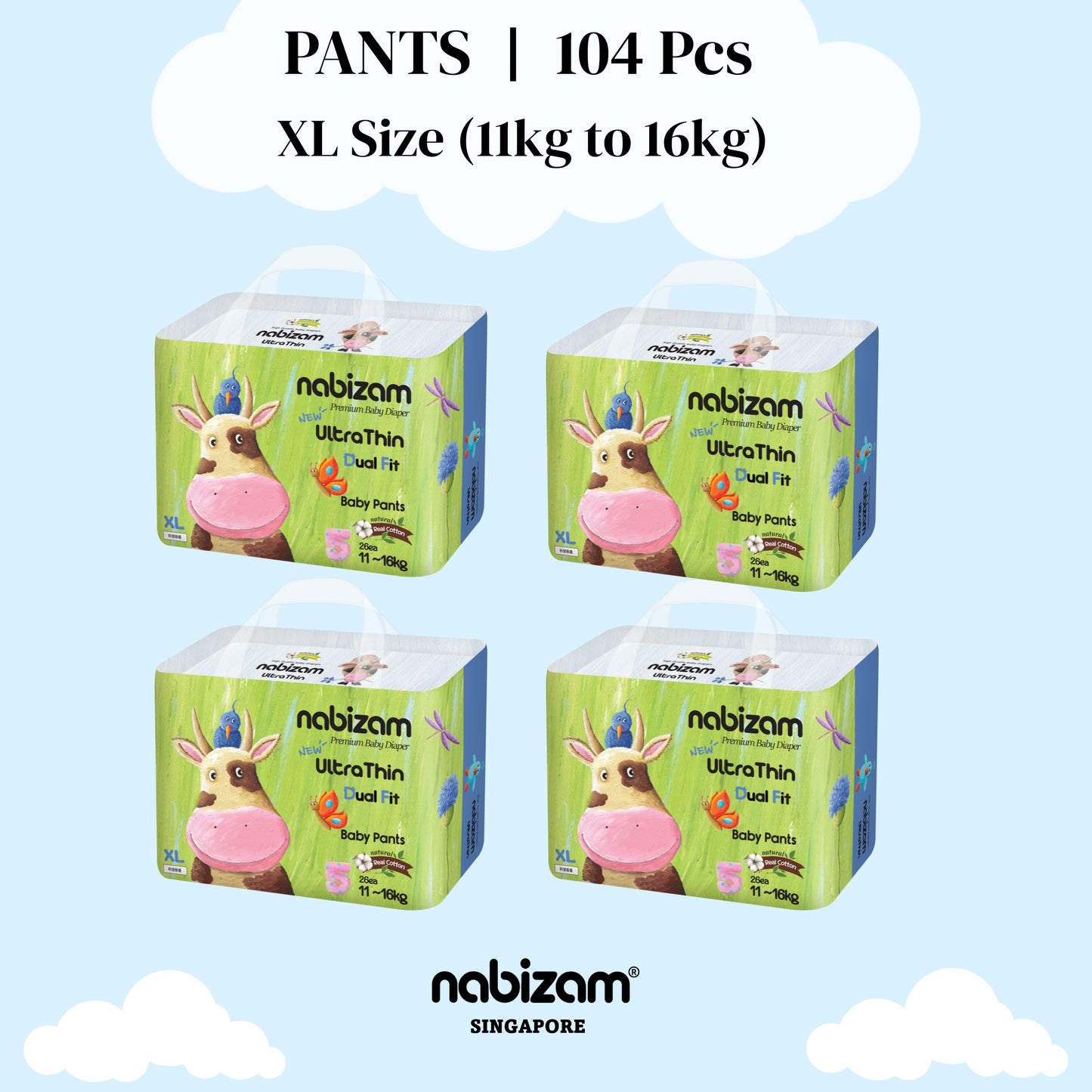 [4 Packs] UltraThin DualFit Summer Diaper Pants (S-XL)