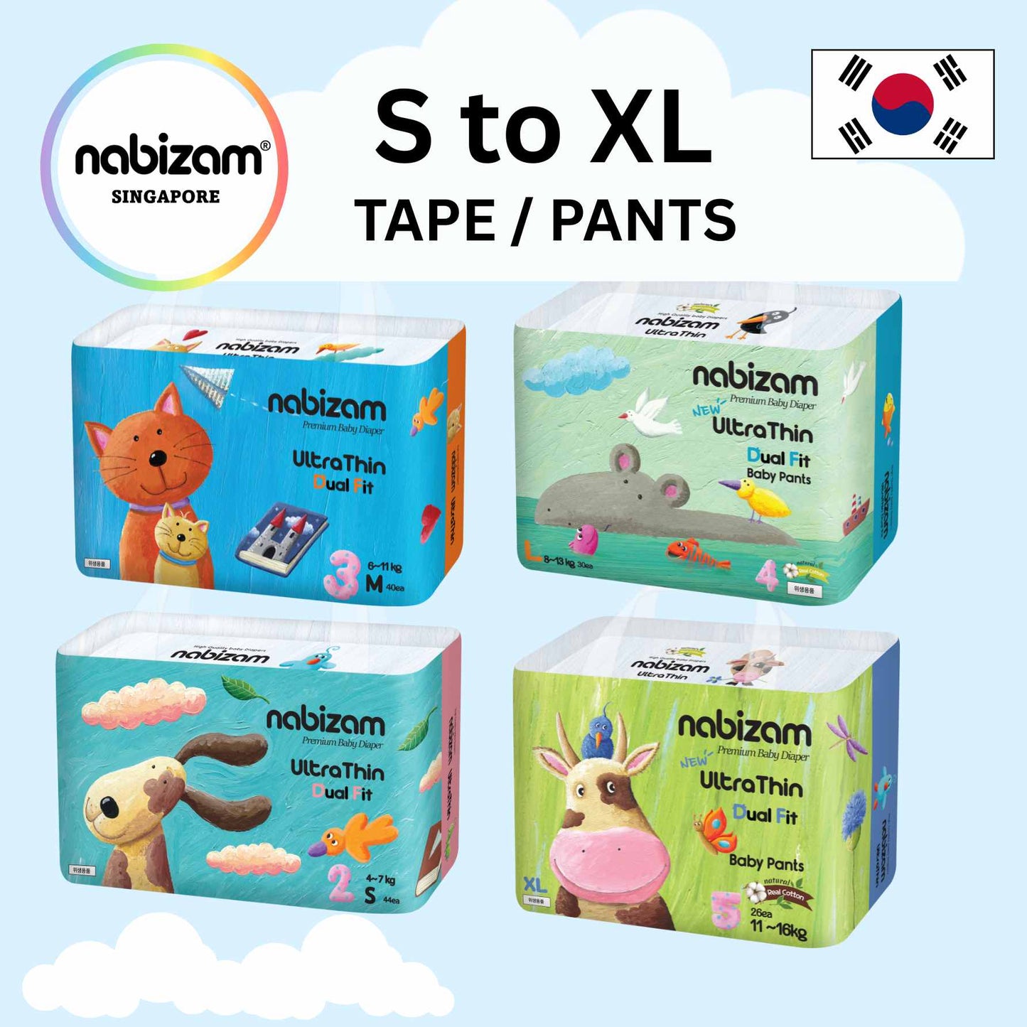 [1 Pack] UltraThin DualFit Summer Diaper Tape / Pants (S to XL
