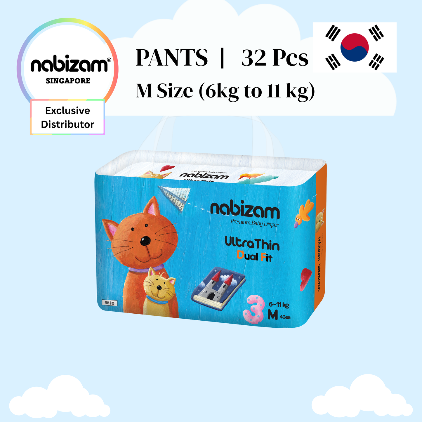 [1 Pack] UltraThin DualFit Summer Diaper Tape / Pants (S to XL